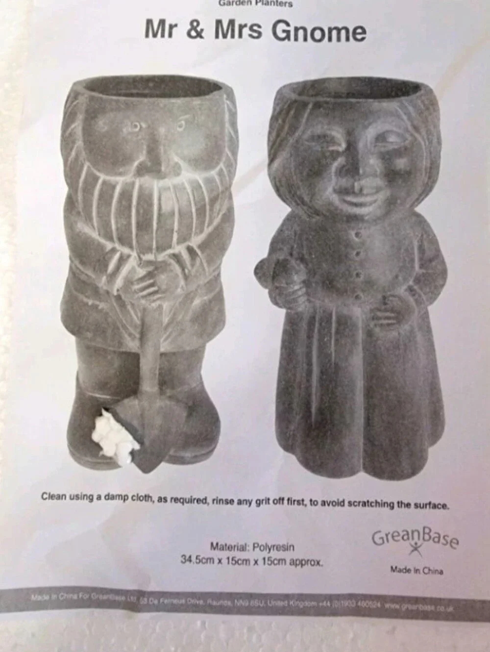 Garden Gnome Resin Planter Pair - Mr. and Mrs. Gnome.
